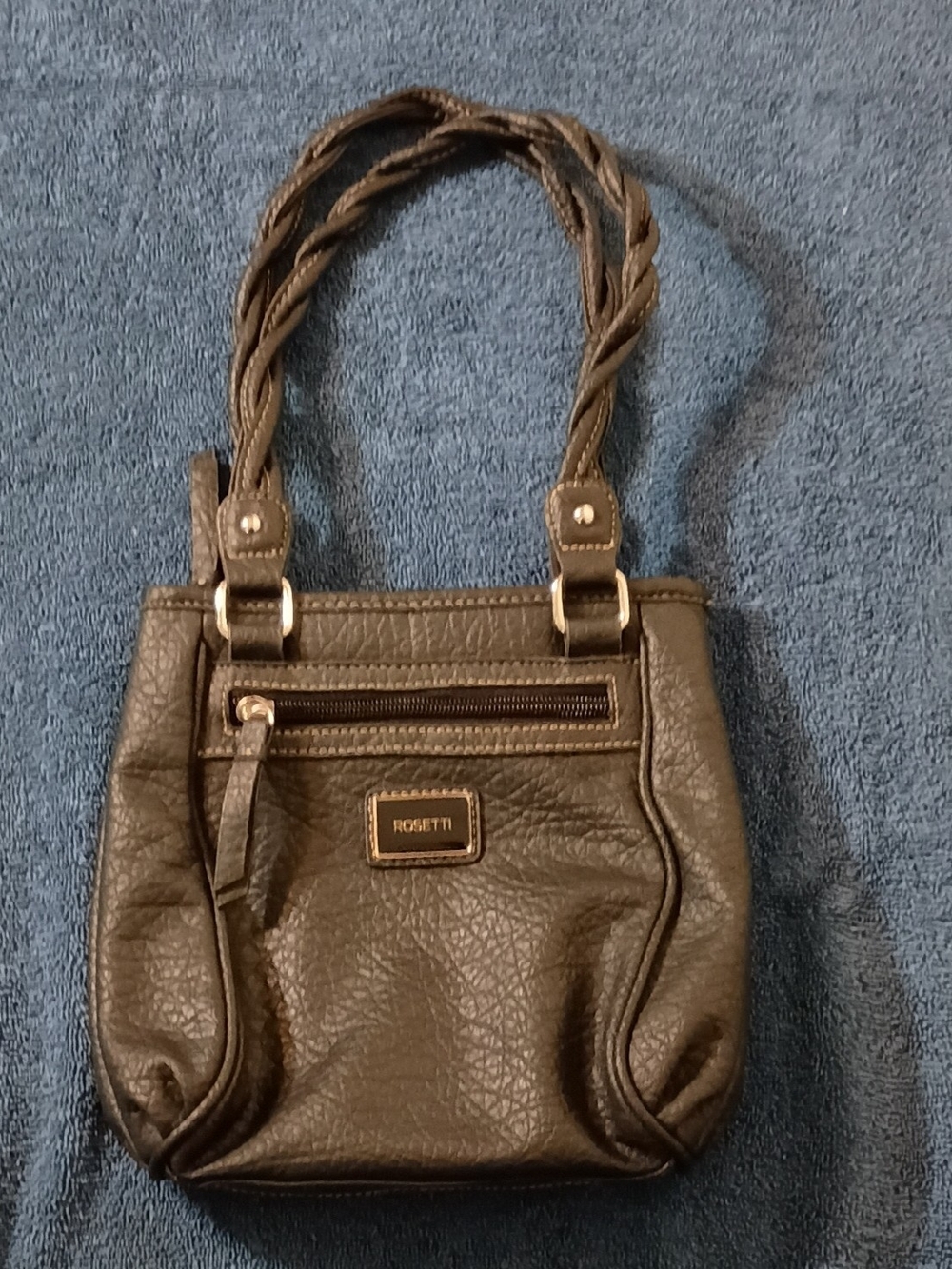 Rosetti Black Faux-Leather Women’s Shoulder Bag with Braided Straps